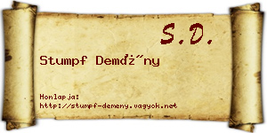 Stumpf Demény névjegykártya